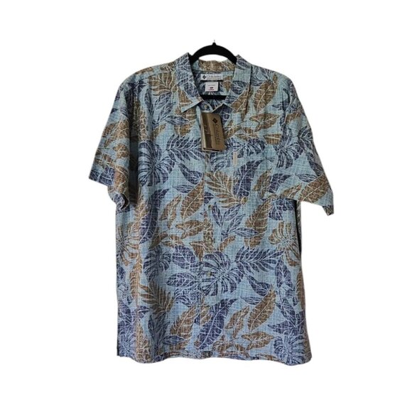 Columbia Sportswear Beecher Island Hawaiian Shirt Men's Short Sleeve Leaf Print - Picture 1 of 8